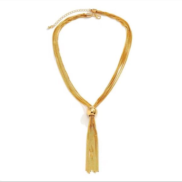 NEW GOLD TASSEL CHAIN NECKLACE CHUNKY STATEMENT NECKLACE CHOOSE GOLD OR SILVER - Picture 4 of 13
